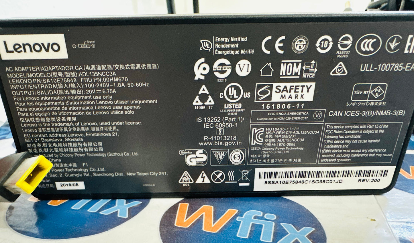 Cargador LENOVO original 20V-6.75A