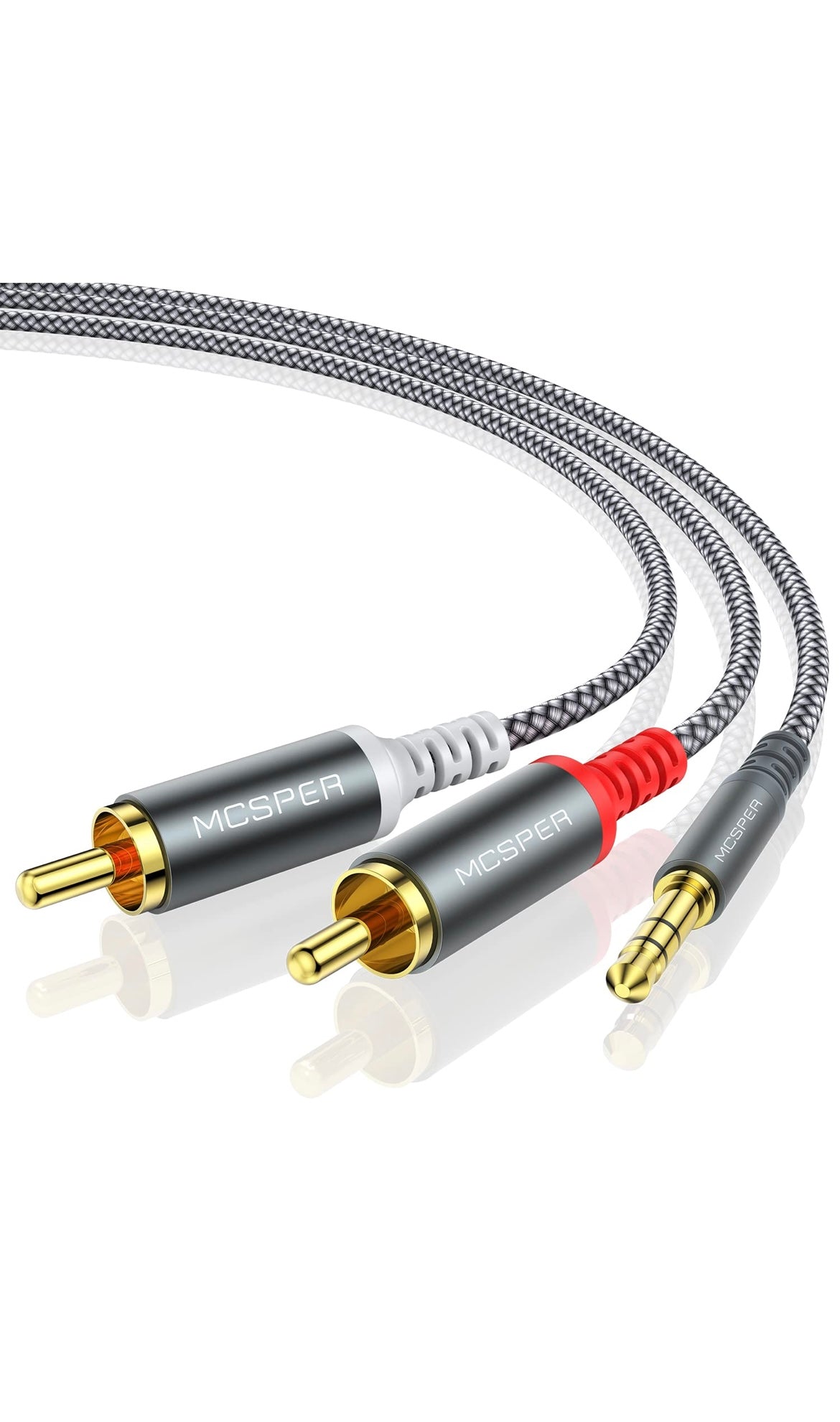 MCSPER - Cable RCA a 3.5 mm AUX 2M a RCA 2 machos Premium