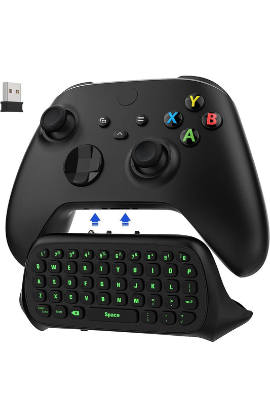 Xbox One/S Mini Teclado Retroiluminado Verde, Receptor Inalámbrico 2.4G Negro