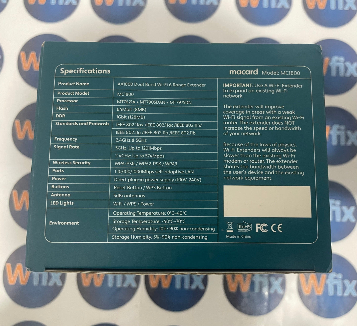 Extensor de alcance Wifi de doble banda Macard Mc1800