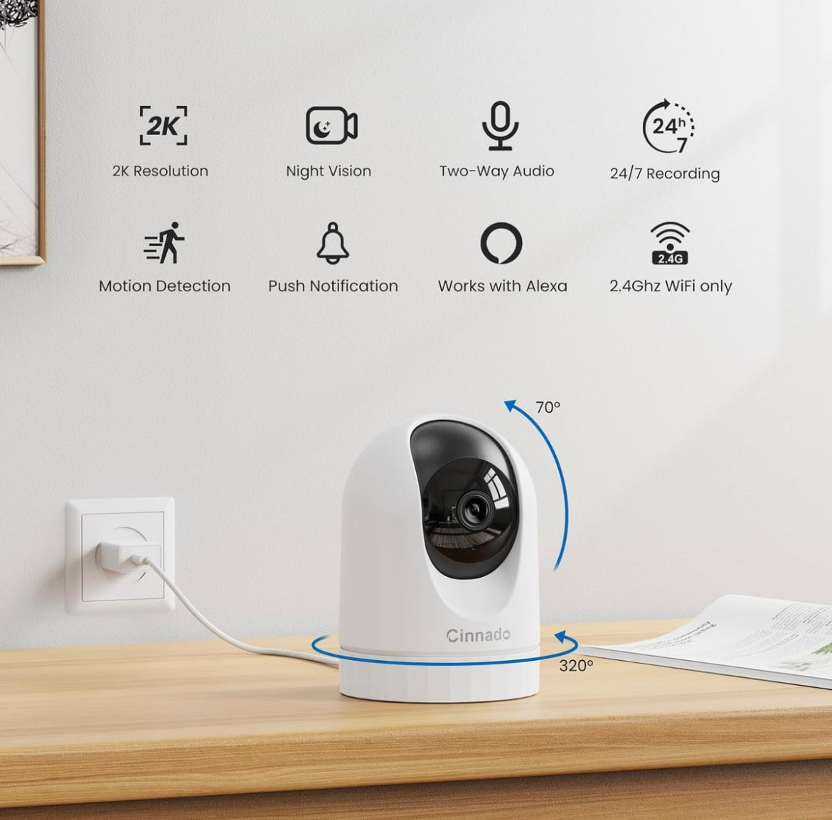 Cámara De Seguridad Interior-2k 360° Wifi