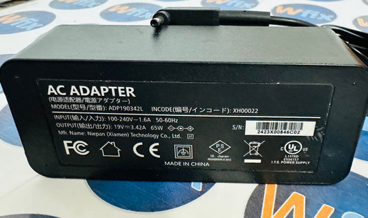 Cargador Acer  65W 19V-3.42A PUNTA DELGADA Compatible
