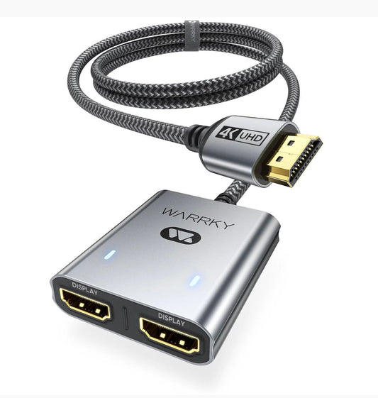 4K 30HZ HDMI Splitter 1 in 2 out 3.3ft Silver Gray