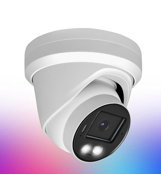 Cámara de seguridad IP PoE 4K de 8 MP, cámara IP domo H.265 con luz dual inteligente Colorvu, zoom óptico 5X, conversación bidireccional, ranura para tarjeta SD, visión nocturna de 98 pies