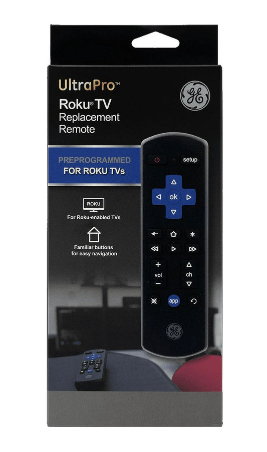 GE Roku Mando a Distancia de Repuesto Directo para TV en Negro
