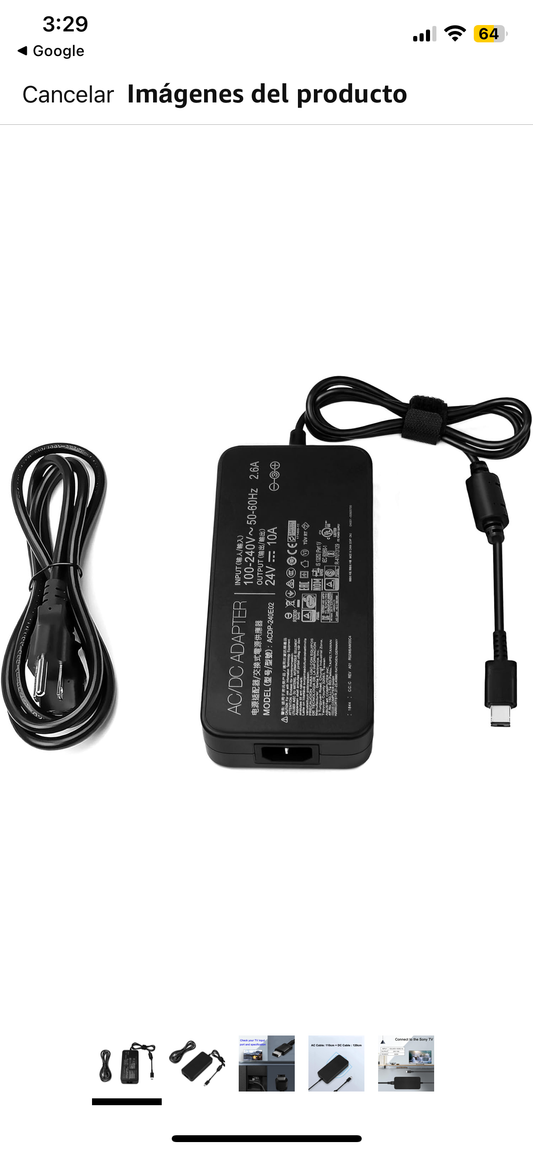 240W 24V 10A Cargador Cable de para Sony Smart TV Sony